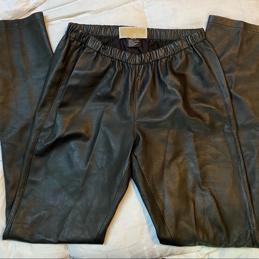 Michael Kors Genuine Black Leather Legging Pants